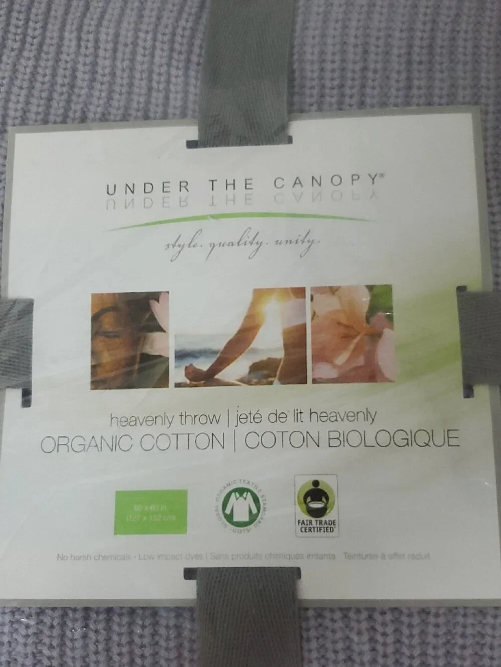 Under The Canopy Heavenly Throw Lavender Organic Cotton Knit Throw 50